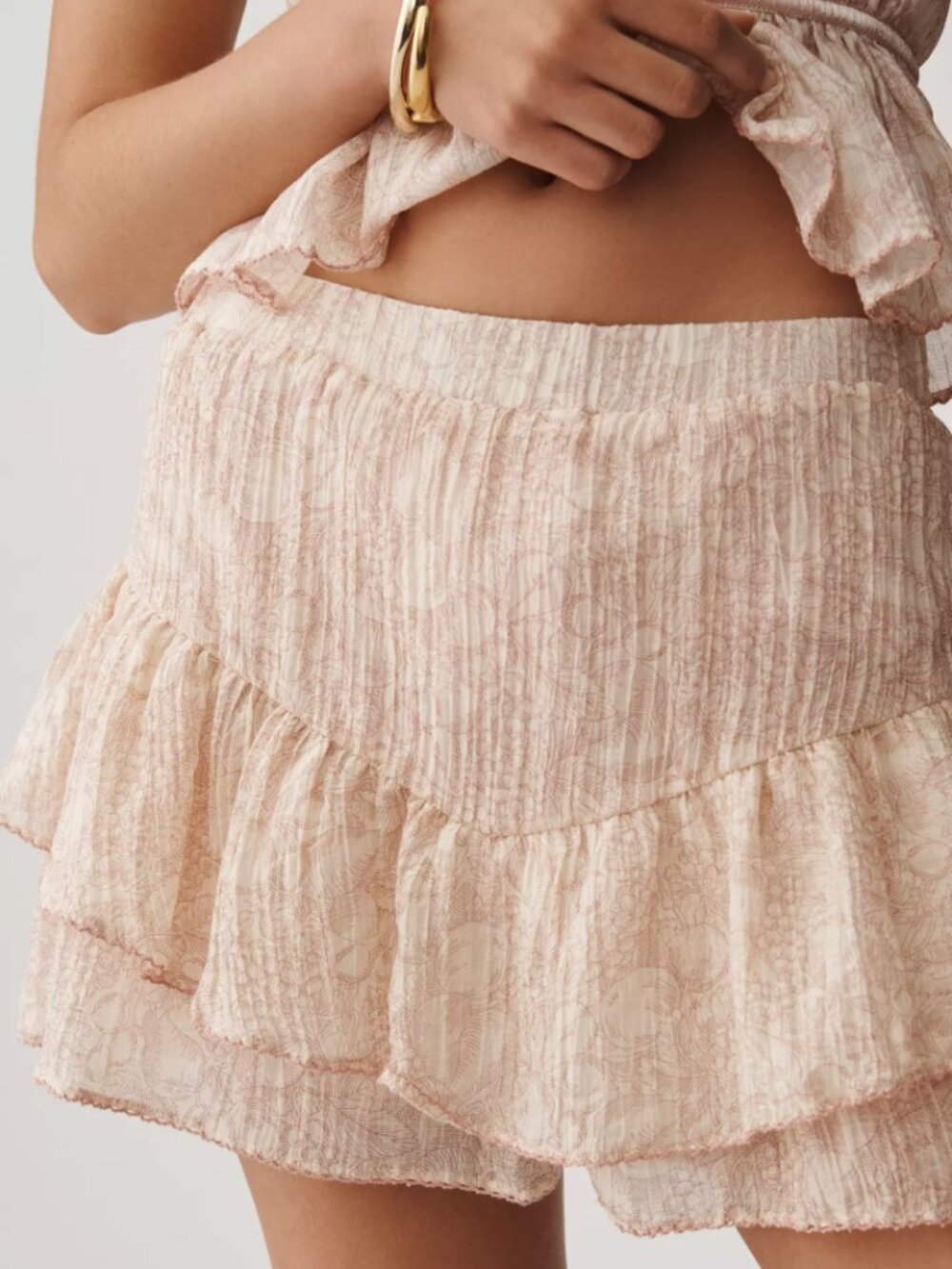 En Saison Geraldine Layered Ruffle Shorts Skirt Feminine Boho Cottagecore Size S